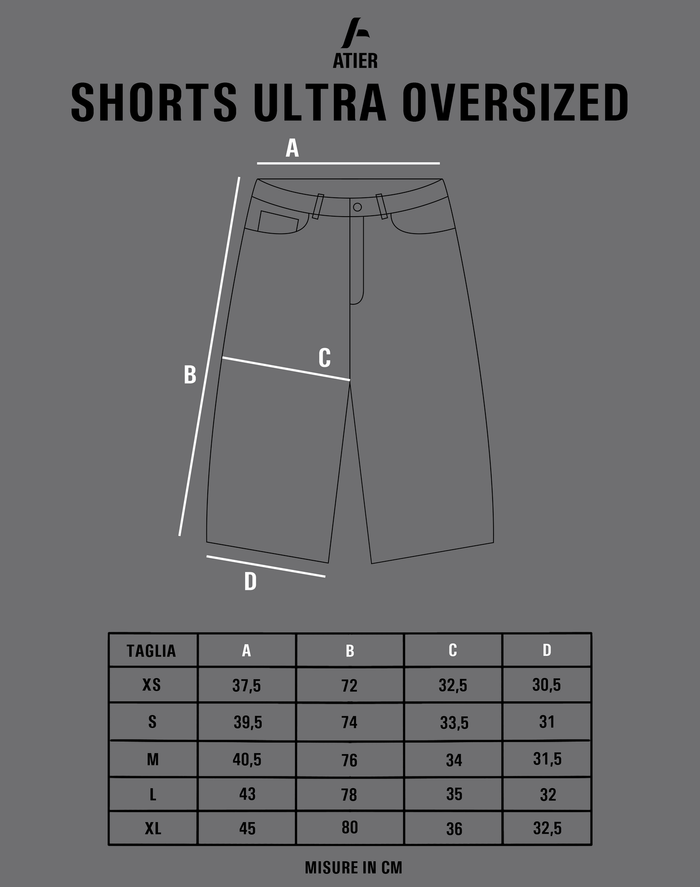 Shorts Ultra Oversized (cuciture bianche)