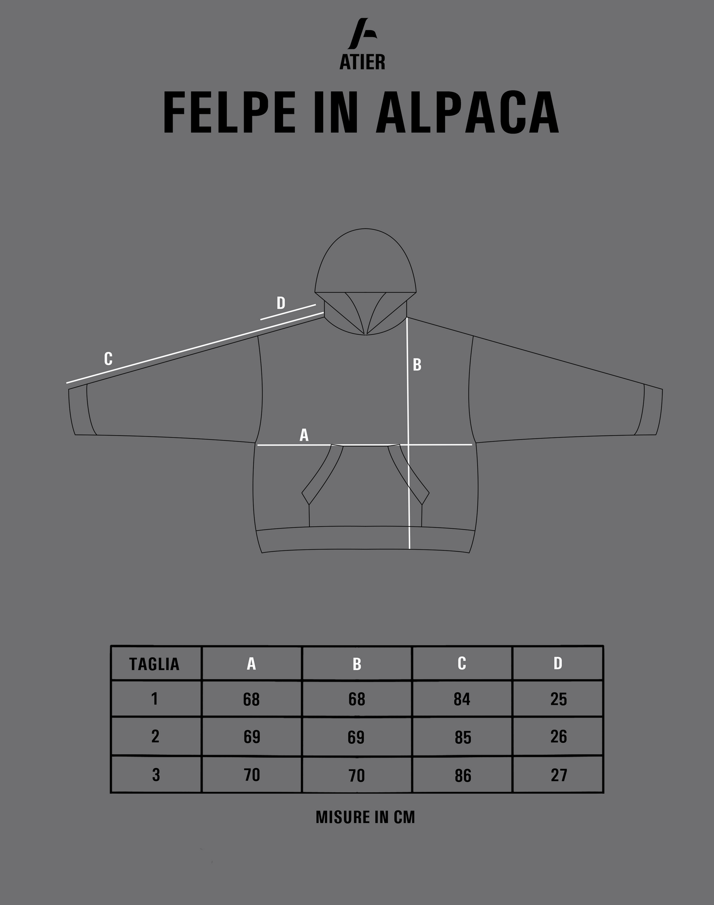 Felpa Oversize in Alpaca con cappuccio e ricami 3D