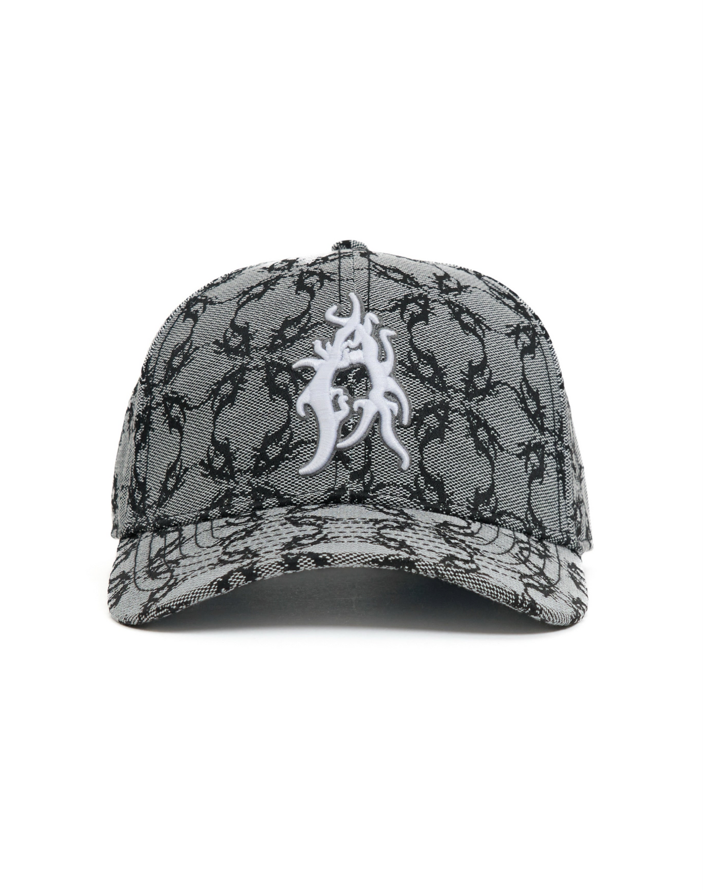 Cappello in tessuto ATIER con ricami e chiusura in vera pelle tamburellata