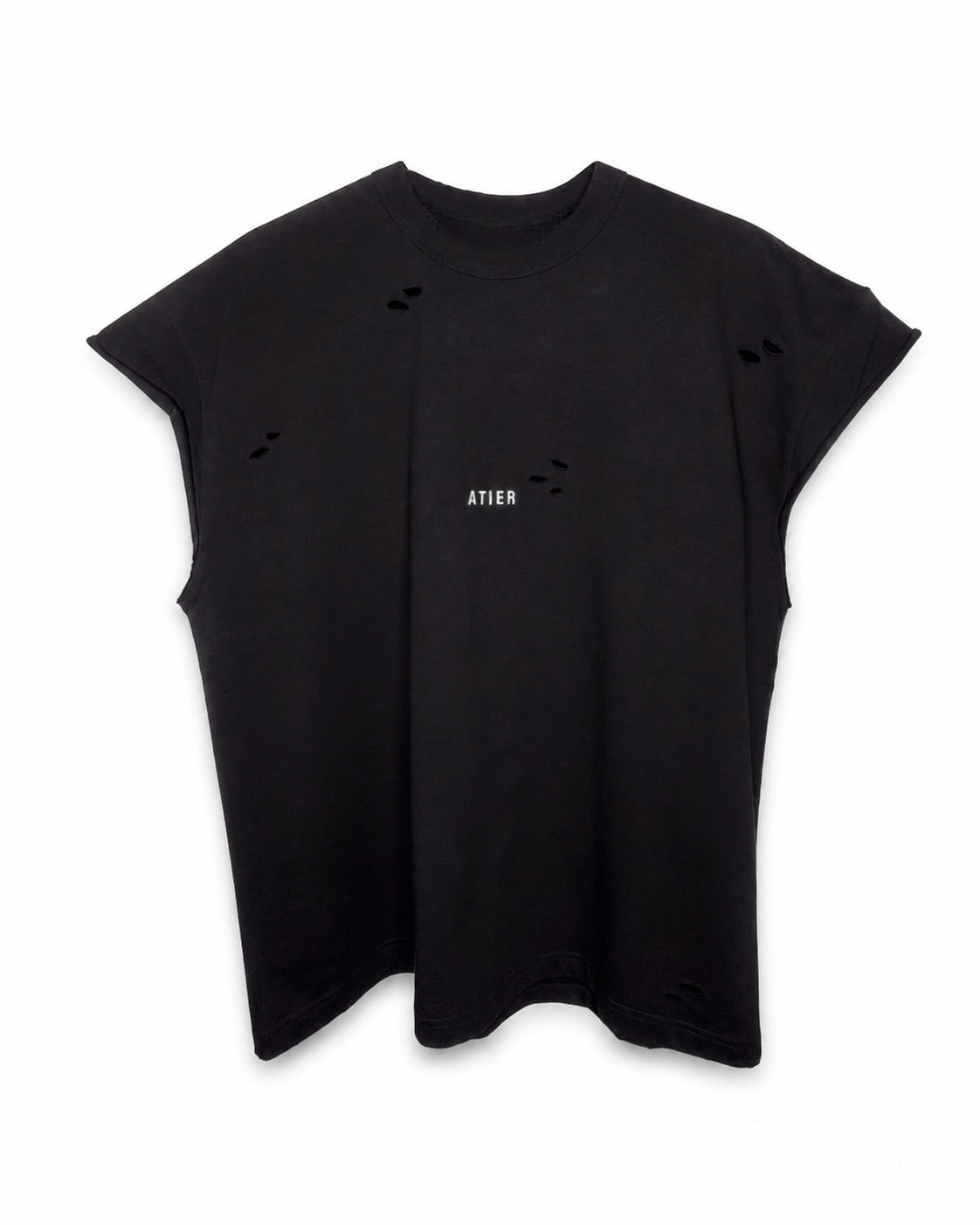 Maglia muscle in 100% cotone con logo ricamato e tagli/lacerature