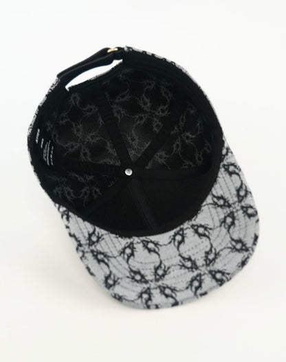 Cappello in tessuto ATIER con ricami e chiusura in vera pelle tamburellata