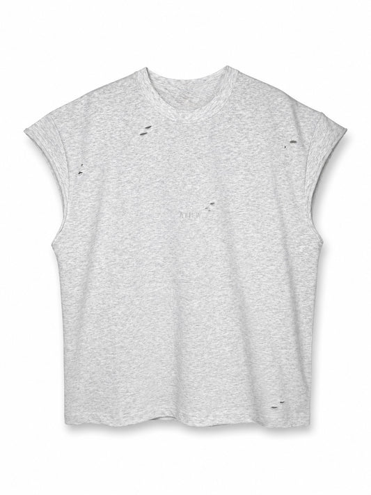 Maglia muscle in 100% cotone con logo ricamato e tagli/lacerature