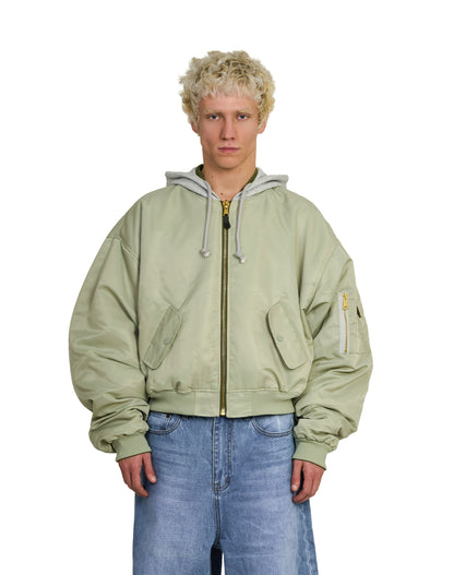 Bomber imbottito reversibile in 100% cotone con cappuccio e ricami 3D (PRE ORDER)