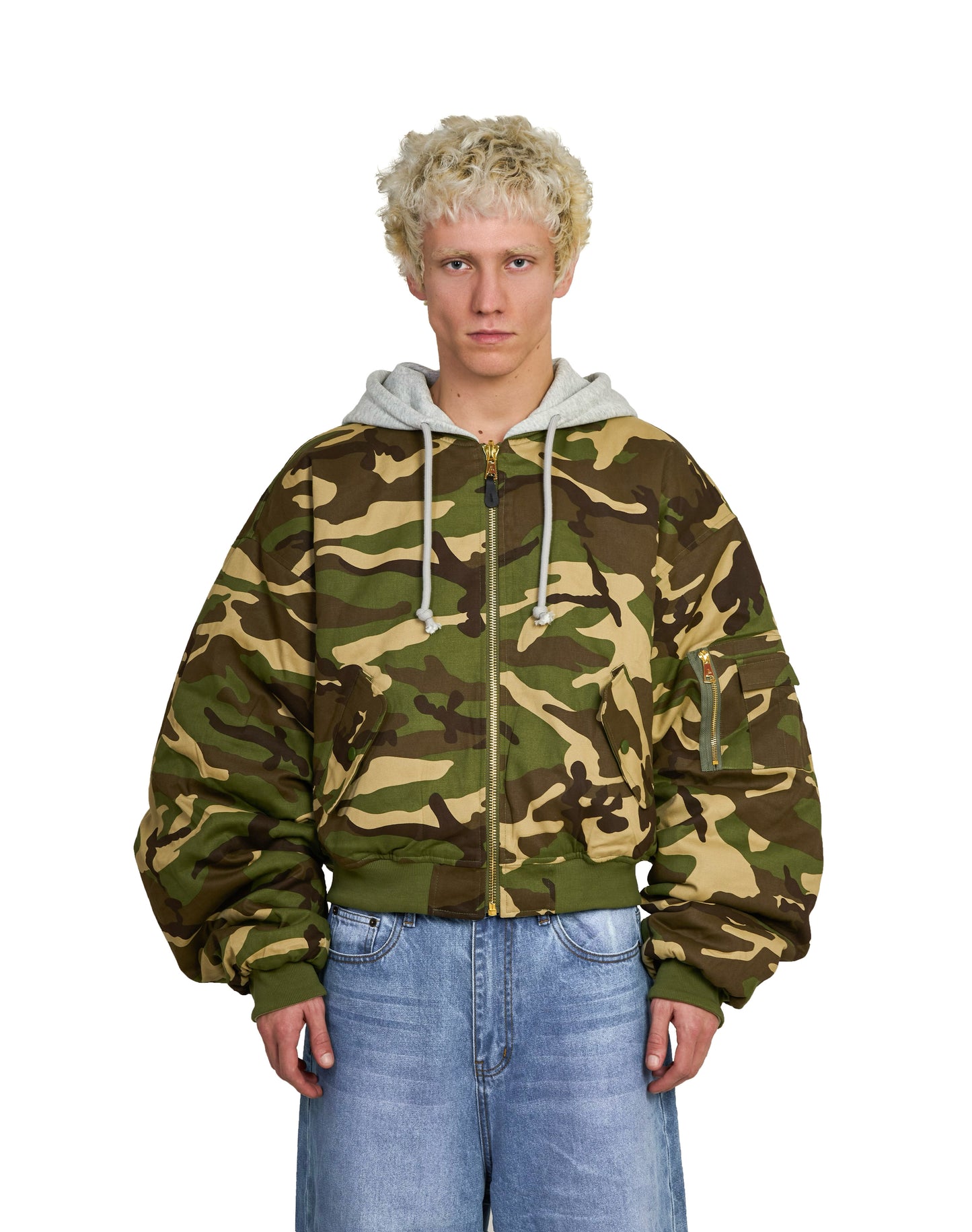 Bomber imbottito reversibile in 100% cotone con cappuccio e ricami 3D (PRE ORDER)