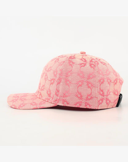 Cappello in tessuto ATIER con ricami e chiusura in vera pelle tamburellata