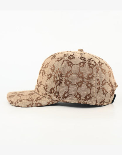 Cappello in tessuto ATIER con ricami e chiusura in vera pelle tamburellata