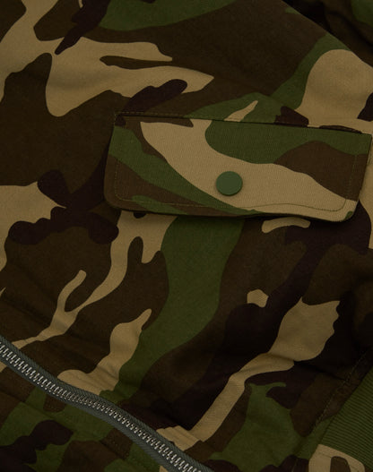 Bomber imbottito reversibile in 100% cotone con cappuccio e ricami 3D