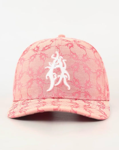 Cappello in tessuto ATIER con ricami e chiusura in vera pelle tamburellata