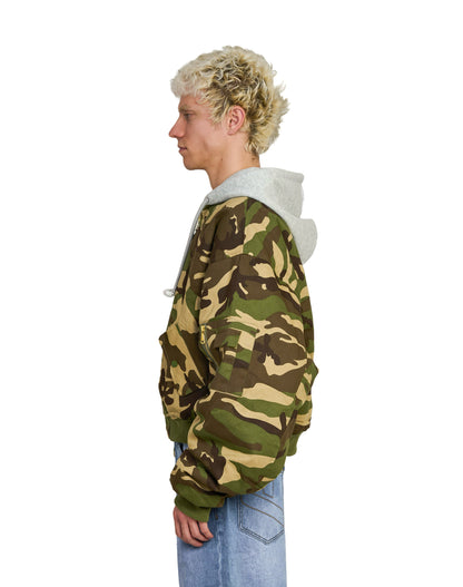 Bomber imbottito reversibile in 100% cotone con cappuccio e ricami 3D (PRE ORDER)