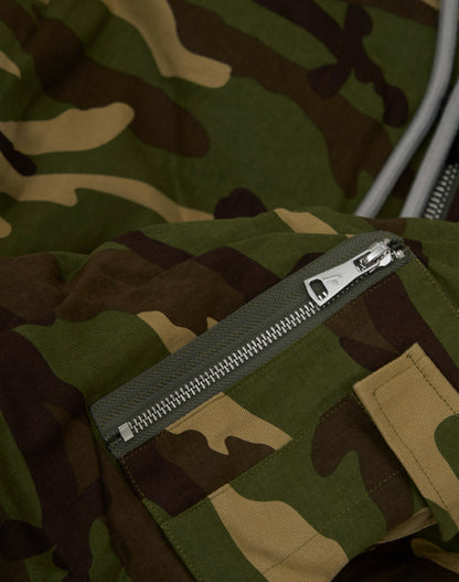 Bomber imbottito reversibile in 100% cotone con cappuccio e ricami 3D