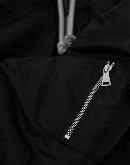 Bomber imbottito reversibile in 100% cotone con cappuccio e ricami 3D