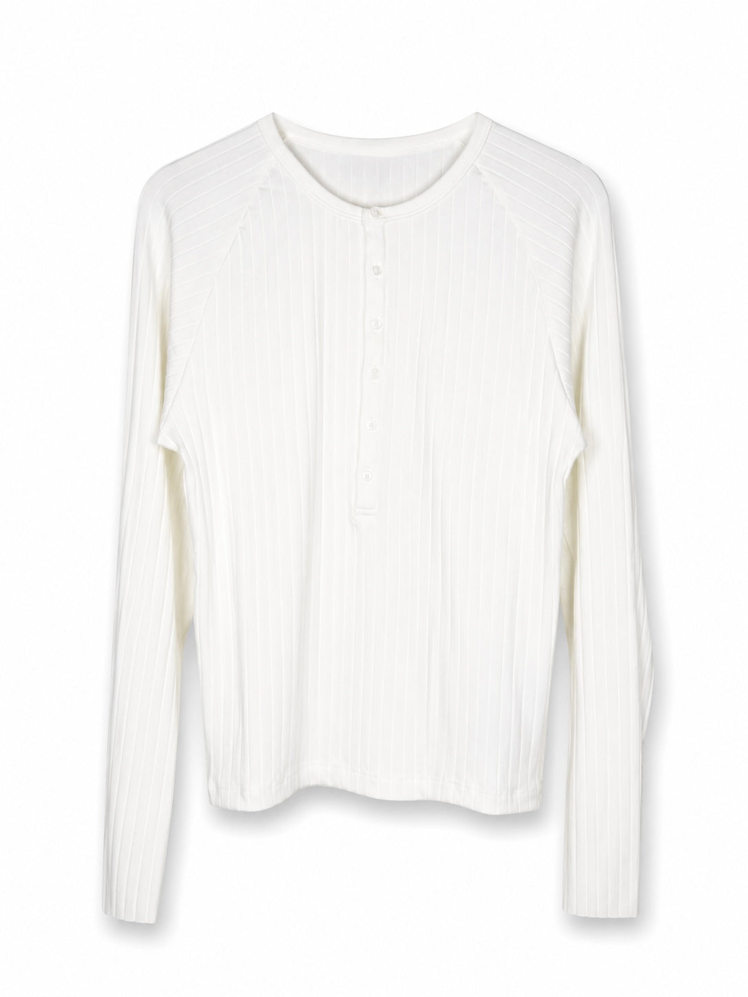 Maglia Henley a coste con bottoni logati in vera madreperla e ricamo