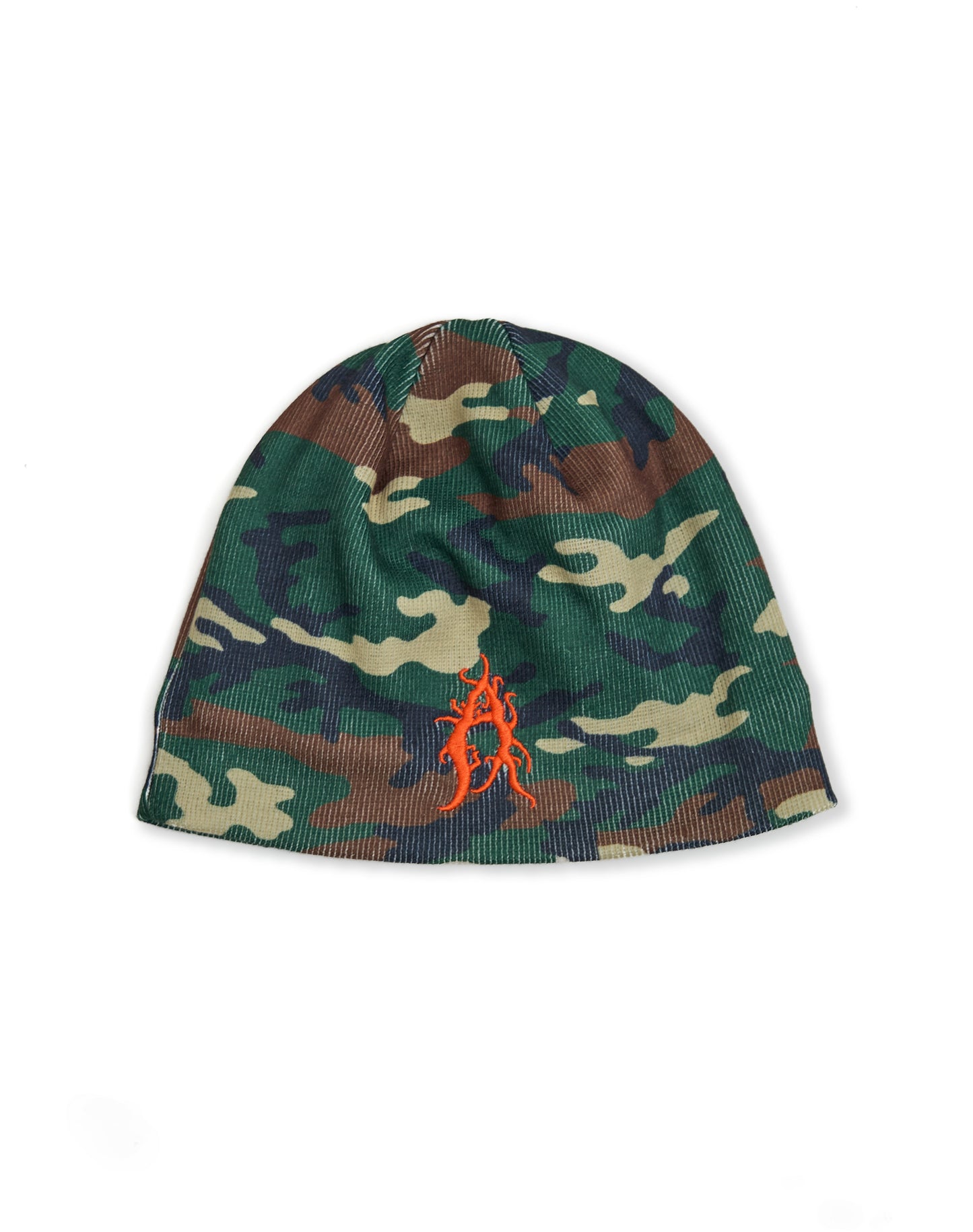 Cappello beanie camouflage con ricami e imbottito in pile