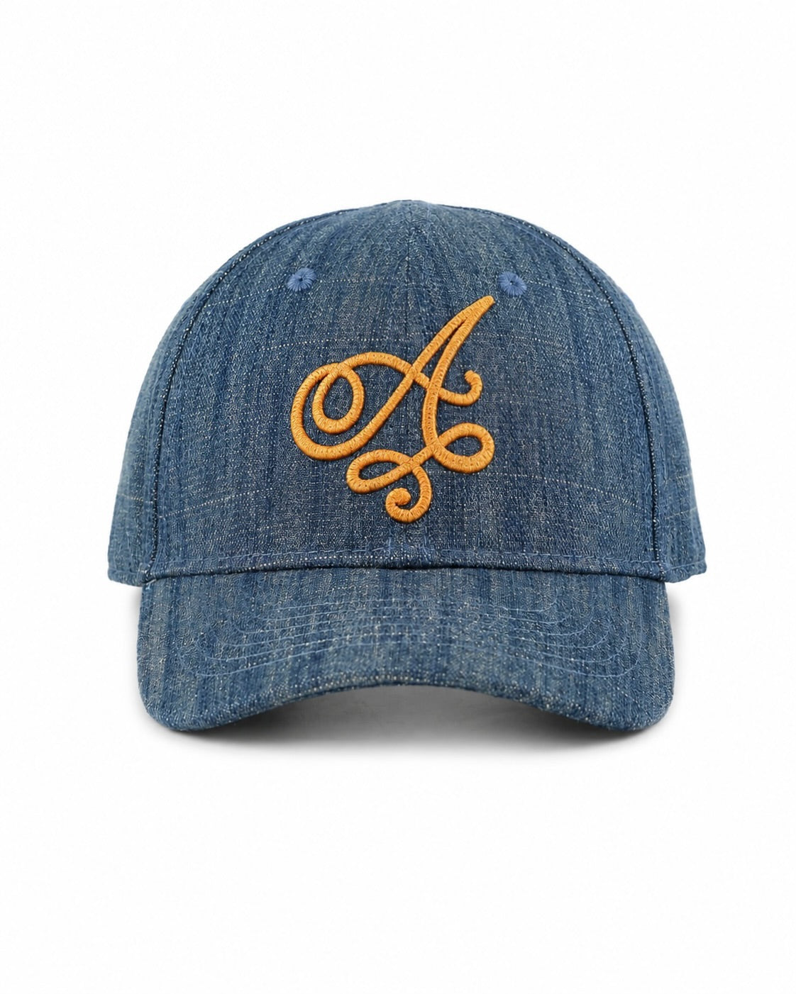 Cappello con ricamo a punto catenella e ricamo posteriore in denim