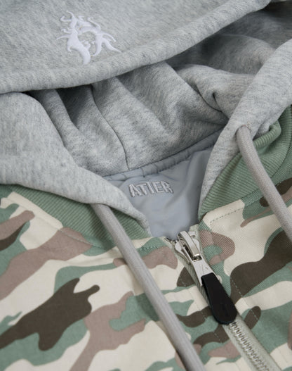 Bomber imbottito reversibile in 100% cotone con cappuccio e ricami 3D