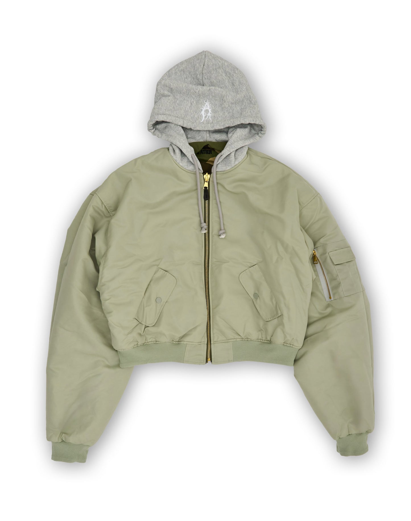 Bomber imbottito reversibile in 100% cotone con cappuccio e ricami 3D (PRE ORDER)