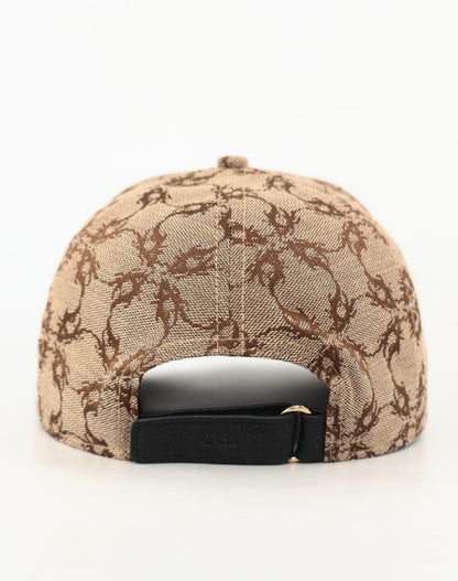 Cappello in tessuto ATIER con ricami e chiusura in vera pelle tamburellata