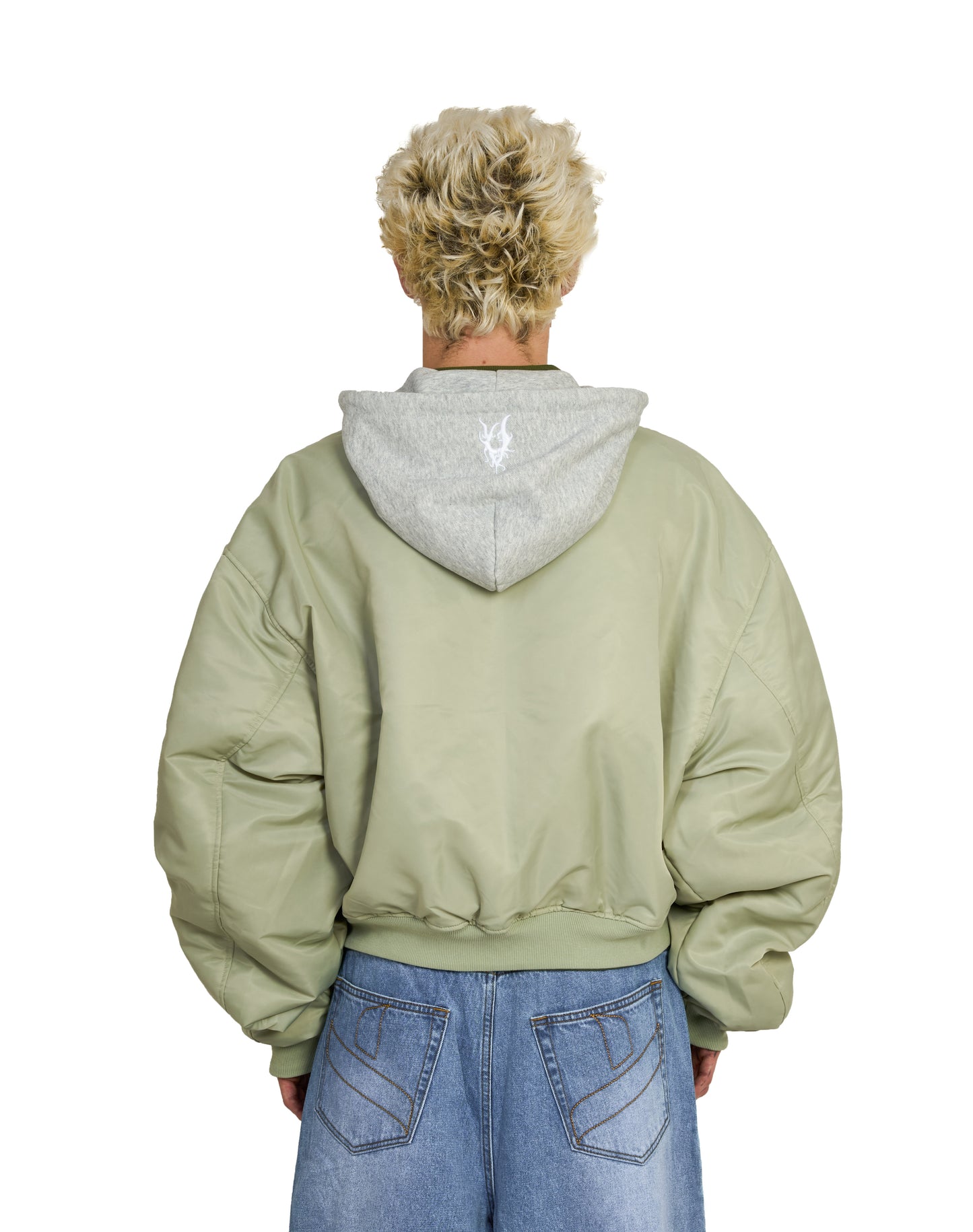 Bomber imbottito reversibile in 100% cotone con cappuccio e ricami 3D (PRE ORDER)