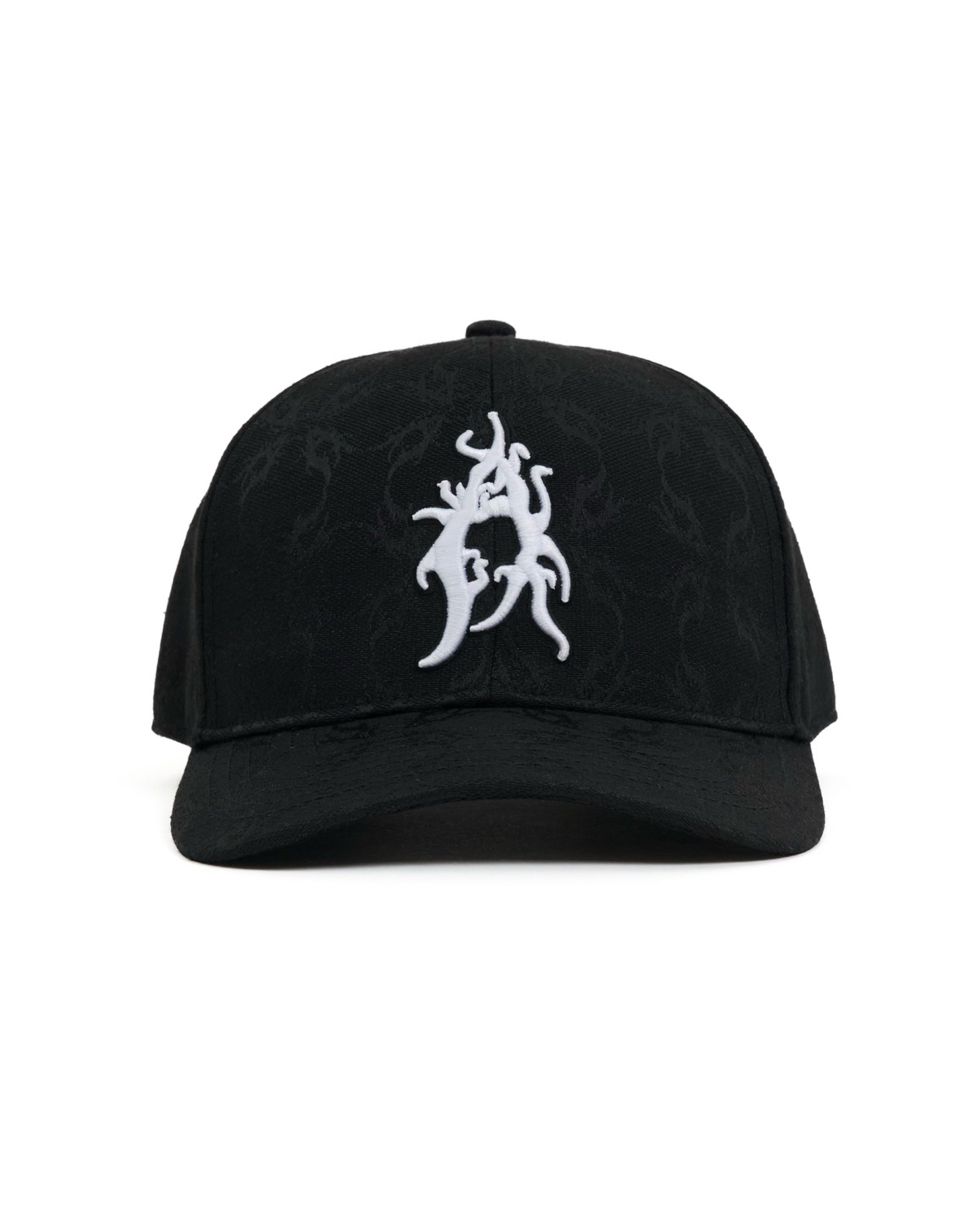 Cappello in tessuto ATIER con ricami e chiusura in vera pelle tamburellata