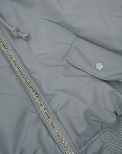 Bomber imbottito reversibile in 100% cotone con cappuccio e ricami 3D