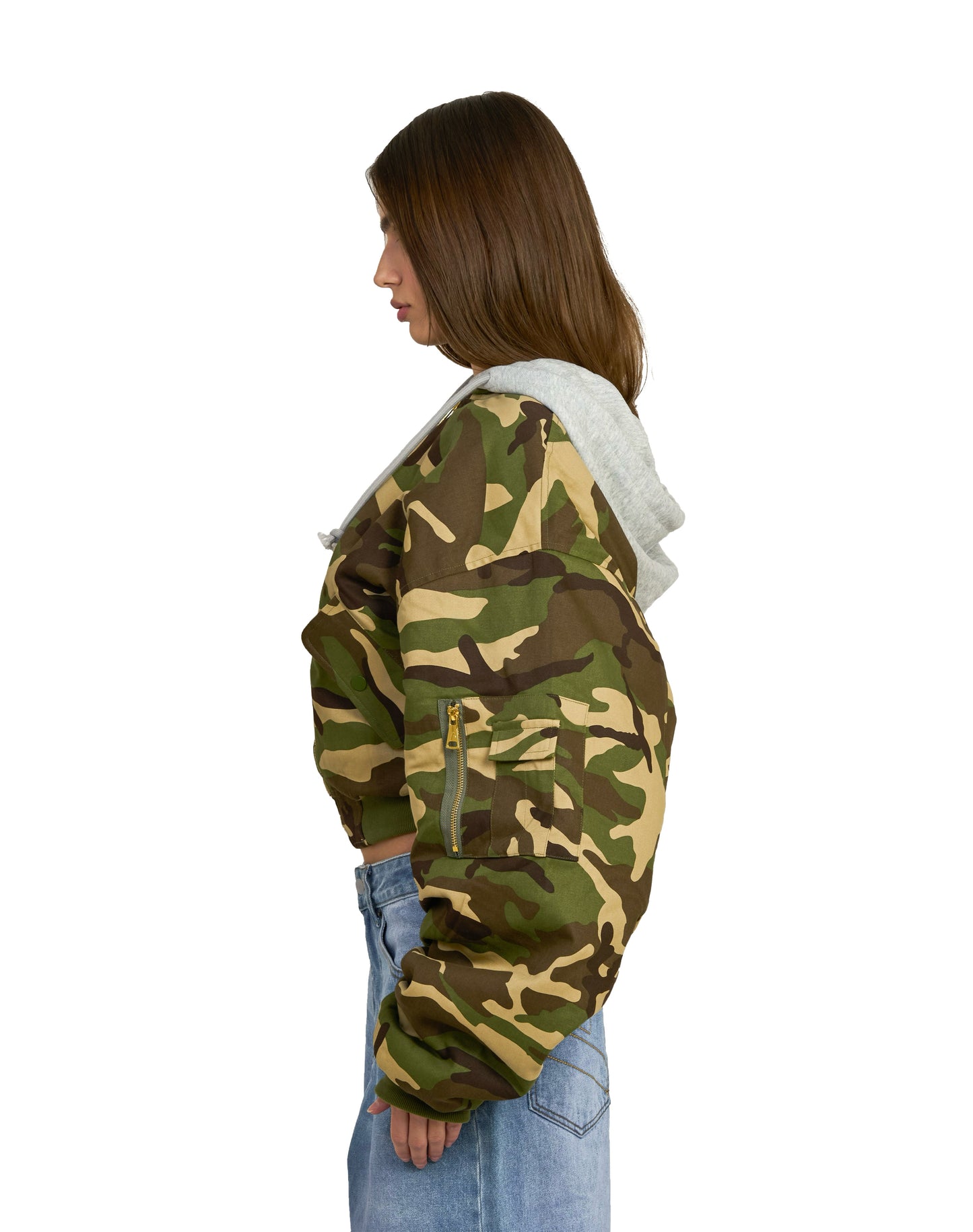 Bomber imbottito reversibile in 100% cotone con cappuccio e ricami 3D (PRE ORDER)