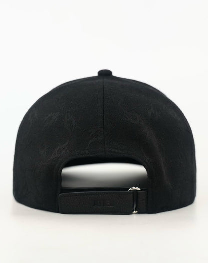 Cappello in tessuto ATIER con ricami e chiusura in vera pelle tamburellata