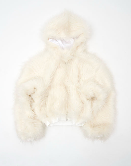 Pelliccia Sintetica con cappuccio oversize foderata in seta