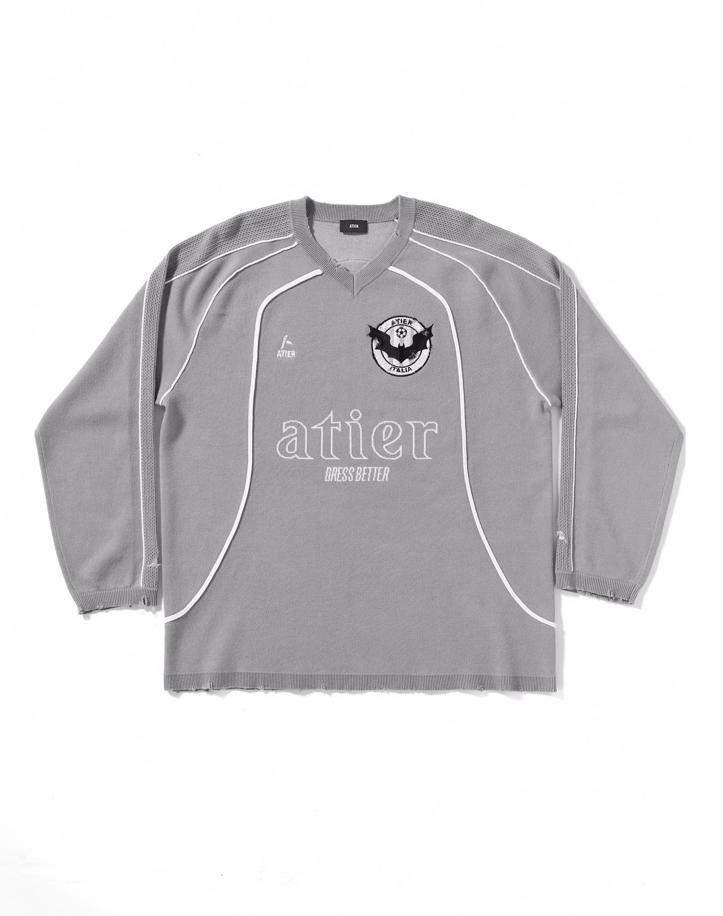 Maglia "Soccer" jacquard con ricami destroyed