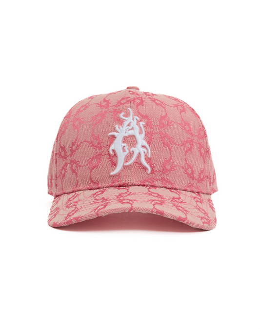 Cappello in tessuto ATIER con ricami e chiusura in vera pelle tamburellata