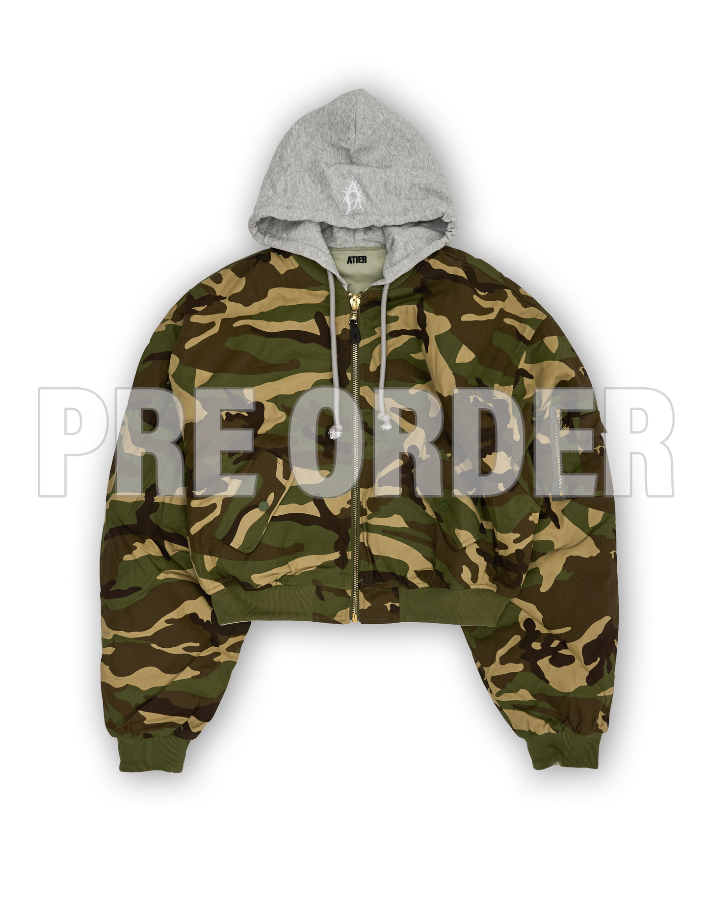 Bomber imbottito reversibile in 100% cotone con cappuccio e ricami 3D (PRE ORDER)